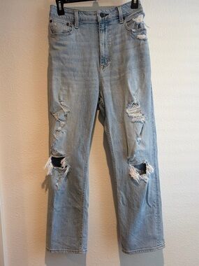 Abercrombie & Fitch Light Blue Distressed Straight Jeans